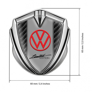 VW Metal Domed Emblem Silver Black Carbon Frame Limited Edition