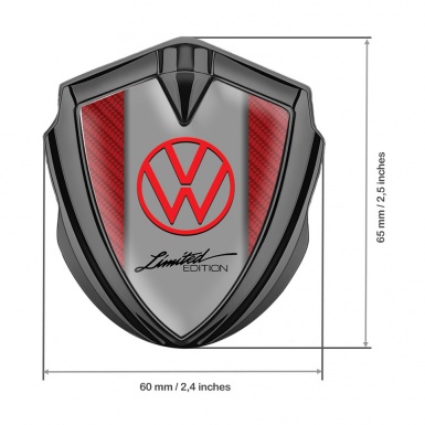VW Badge Self Adhesive Graphite Red Carbon Frame Limited Edition