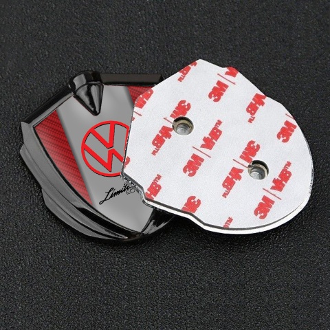VW Badge Self Adhesive Graphite Red Carbon Frame Limited Edition