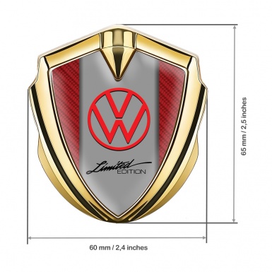 VW Badge Self Adhesive Gold Red Carbon Frame Limited Edition