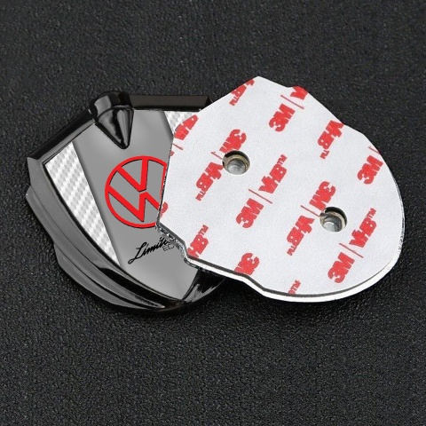 VW Emblem Badge Self Adhesive Graphite White Carbon Limited Edition