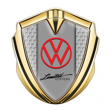 VW Emblem Fender Badge Gold Honeycomb Frame Limited Edition