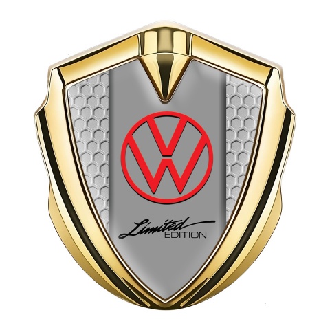 VW Emblem Fender Badge Gold Honeycomb Frame Limited Edition