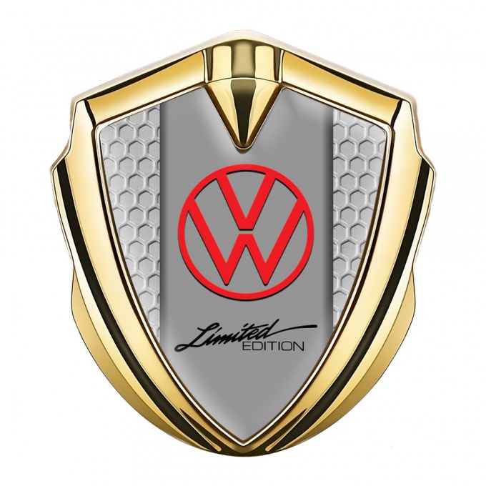 VW Emblem Fender Badge Gold Honeycomb Frame Limited Edition