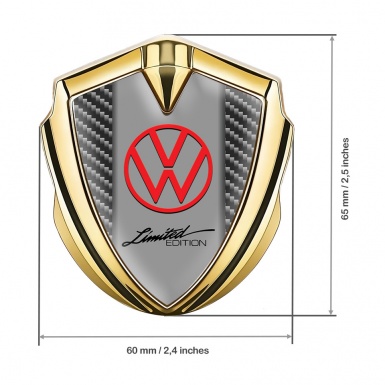VW Emblem Trunk Badge Gold Dark Carbon Frame Limited Edition