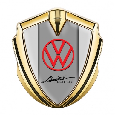 VW Emblem Trunk Badge Gold Light Grey Base Limited Edition