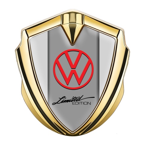 VW Emblem Trunk Badge Gold Light Grey Base Limited Edition