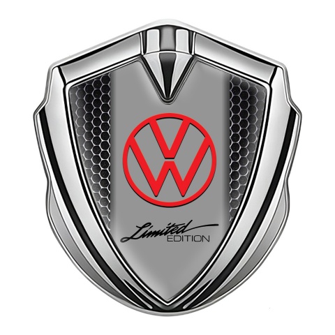 VW Emblem Self Adhesive Silver Metal Texture Frame Limited Edition