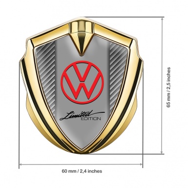 VW Metal Emblem Badge Gold Light Carbon Frame Limited Edition