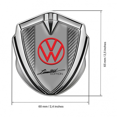 VW Metal Emblem Badge Silver Light Carbon Frame Limited Edition