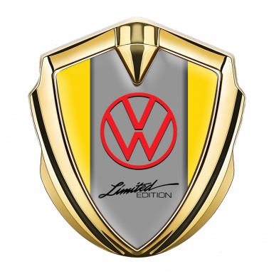 VW Domed Emblem Gold Yellow Sides Limited Edition Design