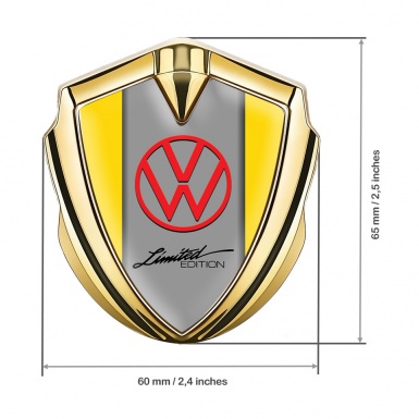 VW Domed Emblem Gold Yellow Sides Limited Edition Design