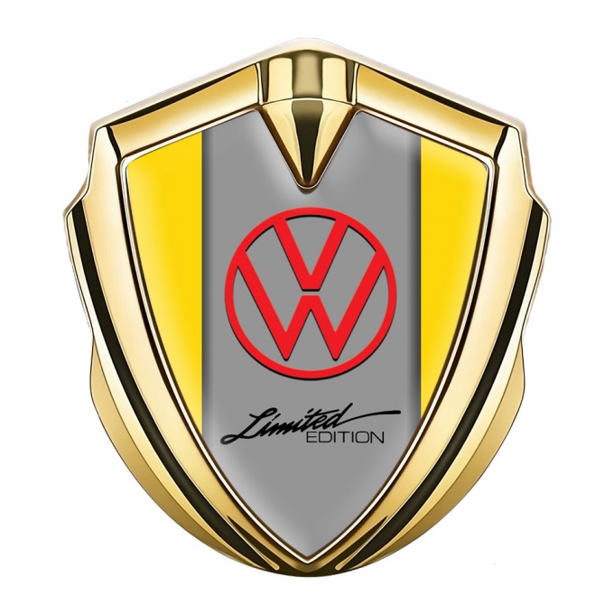 VW Domed Emblem Gold Yellow Sides Limited Edition Design