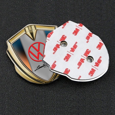 VW Emblem Car Badge Gold Gradient Base Limited Edition Logo
