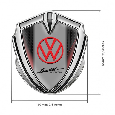 VW Emblem Trunk Badge Silver Red Fragments Limited Edition Logo