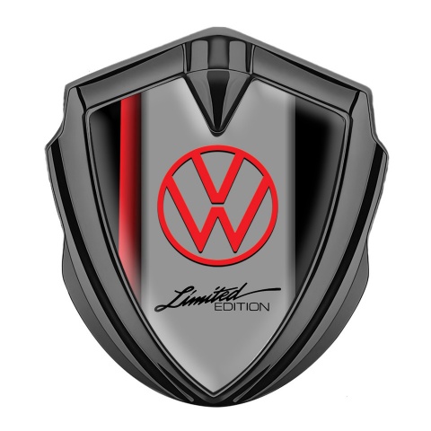 VW Metal Emblem Badge Graphite Crimson Stripe Limited Edition Logo