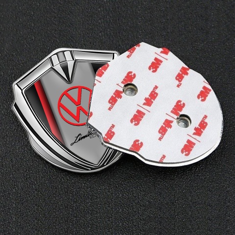 VW Metal Emblem Badge Silver Crimson Stripe Limited Edition Logo