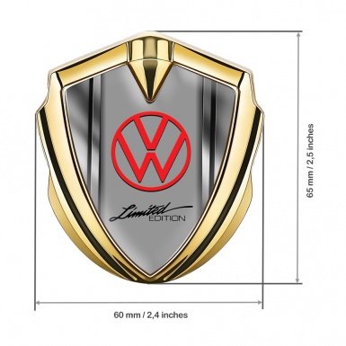 VW Domed Emblem Gold Polished Metal Limited Edition Logo