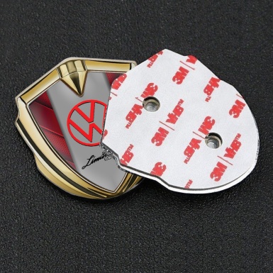 VW Metal Domed Emblem Gold Red Hex Limited Edition Design