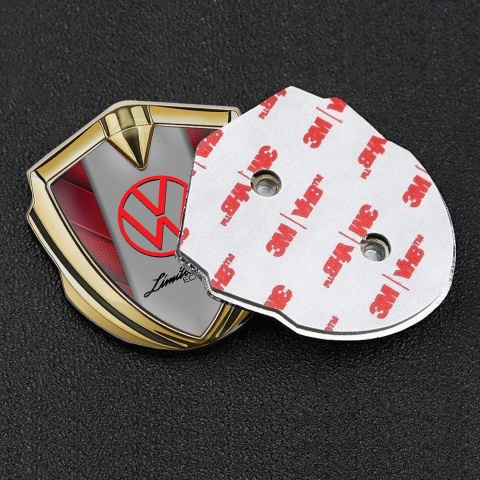 VW Metal Domed Emblem Gold Red Hex Limited Edition Design