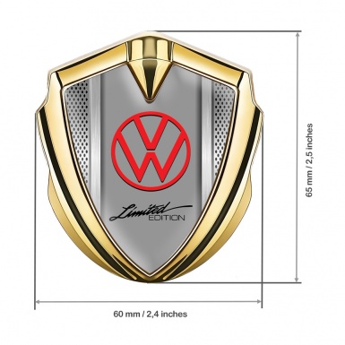 VW Badge Self Adhesive Gold Light Grate Limited Edition Logo
