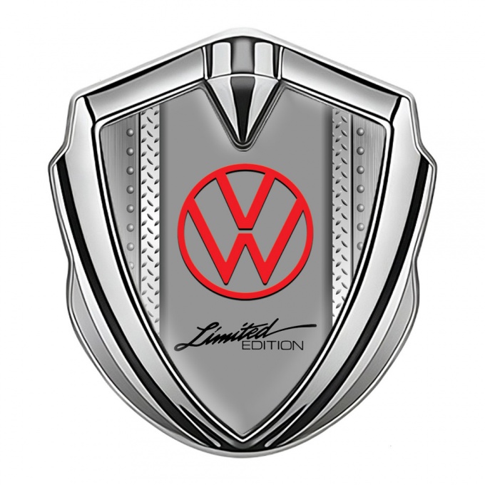 VW Emblem Badge Self Adhesive Silver Metal Ornament Limited Edition