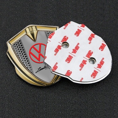 VW Metal Emblem Self Adhesive Gold Grey Hexagon Limited Edition