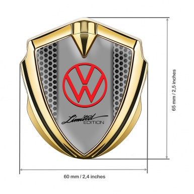 VW Metal Emblem Self Adhesive Gold Grey Hexagon Limited Edition