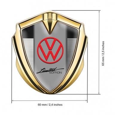 VW Emblem Trunk Badge Gold Polished Steel Limited Edition Logo