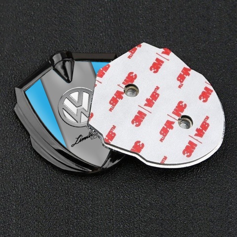 VW Emblem Self Adhesive Graphite Blue Chrome Logo Limited Edition