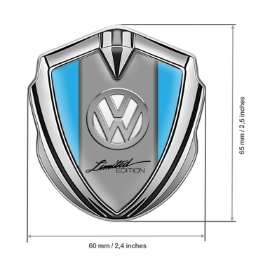 VW Emblem Self Adhesive Silver Blue Chrome Logo Limited Edition