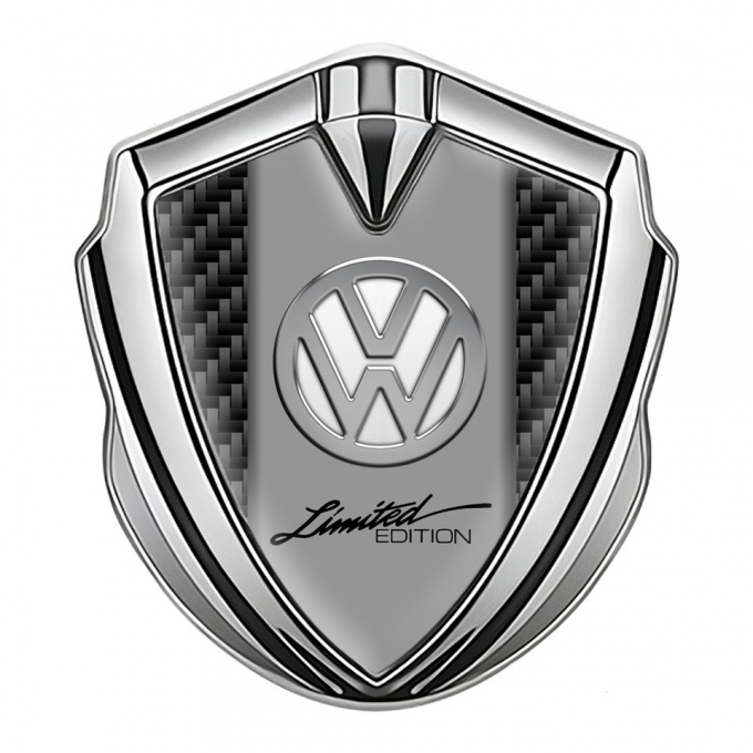 VW Metal Emblem Badge Silver Black Carbon Chrome Limited Edition
