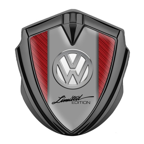 VW Domed Emblem Graphite Red Carbon Chrome Limited Edition