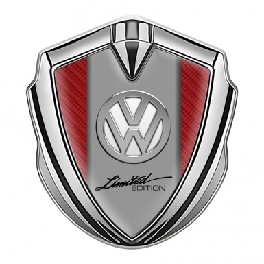 VW Domed Emblem Silver Red Carbon Chrome Limited Edition