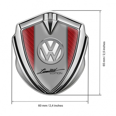 VW Domed Emblem Silver Red Carbon Chrome Limited Edition