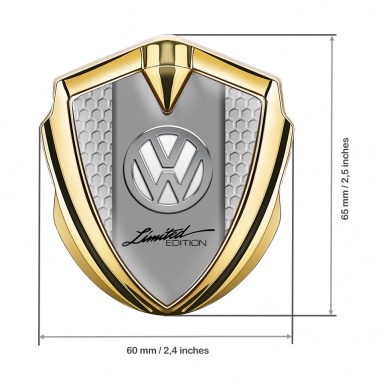 VW Emblem Ornament Gold Honeycomb Chrome Limited Edition Logo