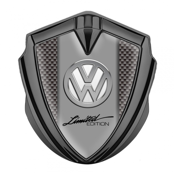VW Emblem Metal Badge Graphite Brown Carbon Chrome Limited Edition