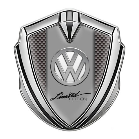 VW Emblem Metal Badge Silver Brown Carbon Chrome Limited Edition