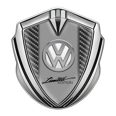 VW Emblem Car Badge Silver Dark Carbon Chrome Limited Edition