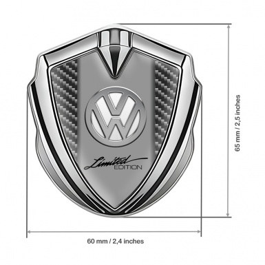 VW Emblem Car Badge Silver Dark Carbon Chrome Limited Edition