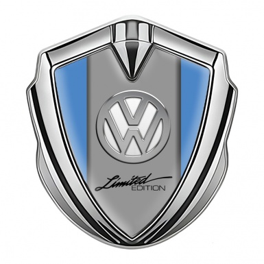 VW Metal Domed Emblem Silver Blue Frame Chrome Limited Edition