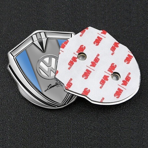 VW Metal Domed Emblem Silver Blue Frame Chrome Limited Edition