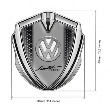 VW Badge Self Adhesive Silver Dark Grate Chrome Limited Edition