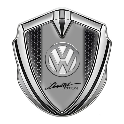 VW Badge Self Adhesive Silver Dark Grate Chrome Limited Edition