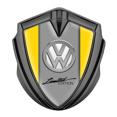 VW Metal Emblem Self Adhesive Graphite Yellow Chrome Limited Edition