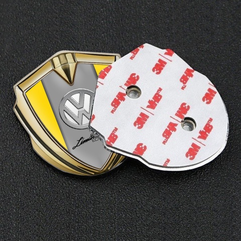 VW Metal Emblem Self Adhesive Gold Yellow Chrome Limited Edition
