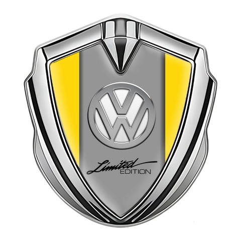 VW Metal Emblem Self Adhesive Silver Yellow Chrome Limited Edition