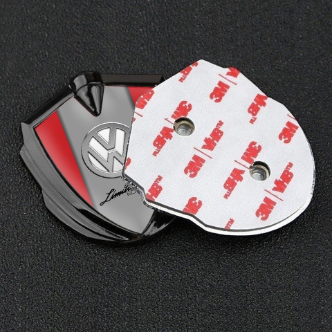 VW Fender Emblem Badge Graphite Red Frame Chrome Limited Edition