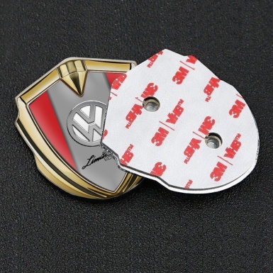 VW Fender Emblem Badge Gold Red Frame Chrome Limited Edition