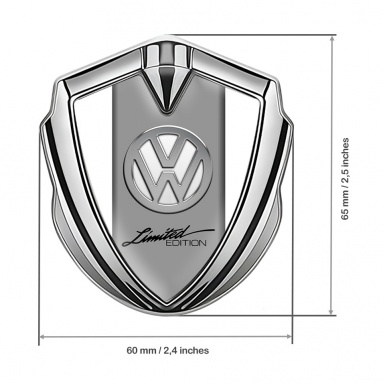 VW Emblem Trunk Badge Silver White Frame Chrome Limited Edition